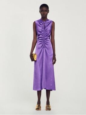 Sandro Titanic Satin Ruched Purple Dress size 36 (US 4)
